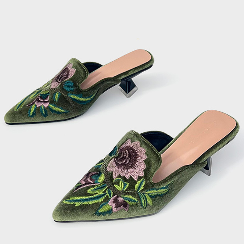 Embroidery Designer - Embroidery Velour Women Shoes Woman Slippers