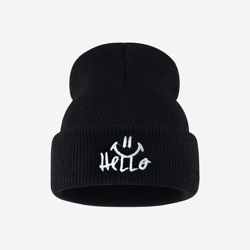 Embroidery Print - Knitted beanie for toddlers aged 1–3,