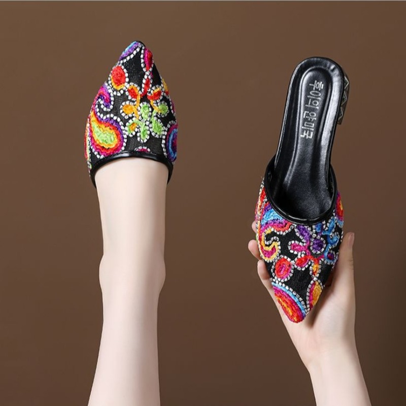 Embroidery Print - Ethnic Style 2026 Summer Women Pointed