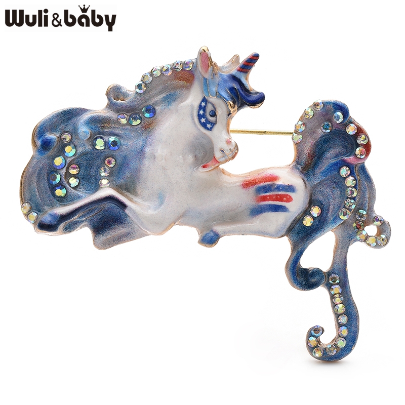 Embroidery Unicorn - Wuli&baby Beautiful Enamel Horse Unicorn Brooch