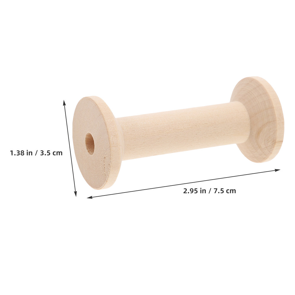 4Pcs Wooden Thread Spools Set  - Embroidery Threads 评论和价格
