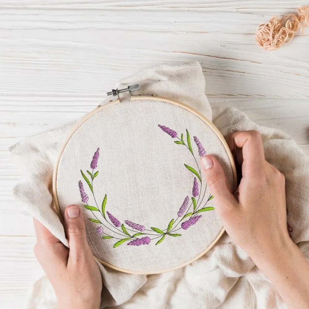 4 Sheets Lavender Flower Butte - Embroidery Cloth 评论和价格