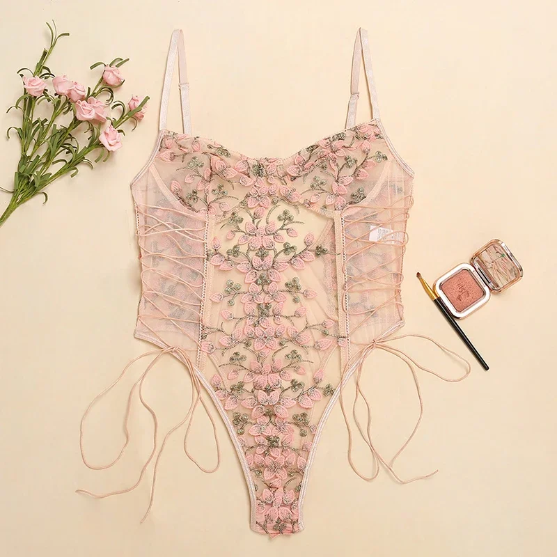 Women Sexy Lingerie Bodysuit F - Embroidery Print 评论和价格