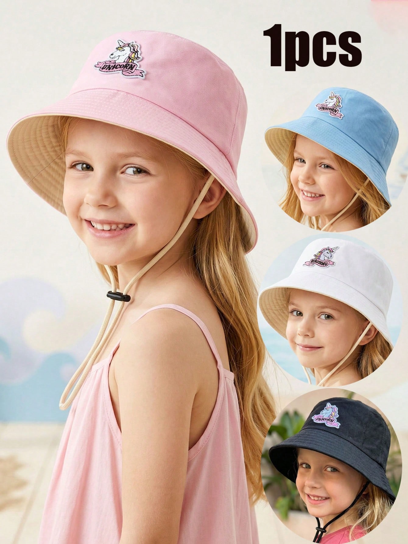 1pcs 2-6Y Girls Cartoon Unicor - Embroidery Cap 评论和价格
