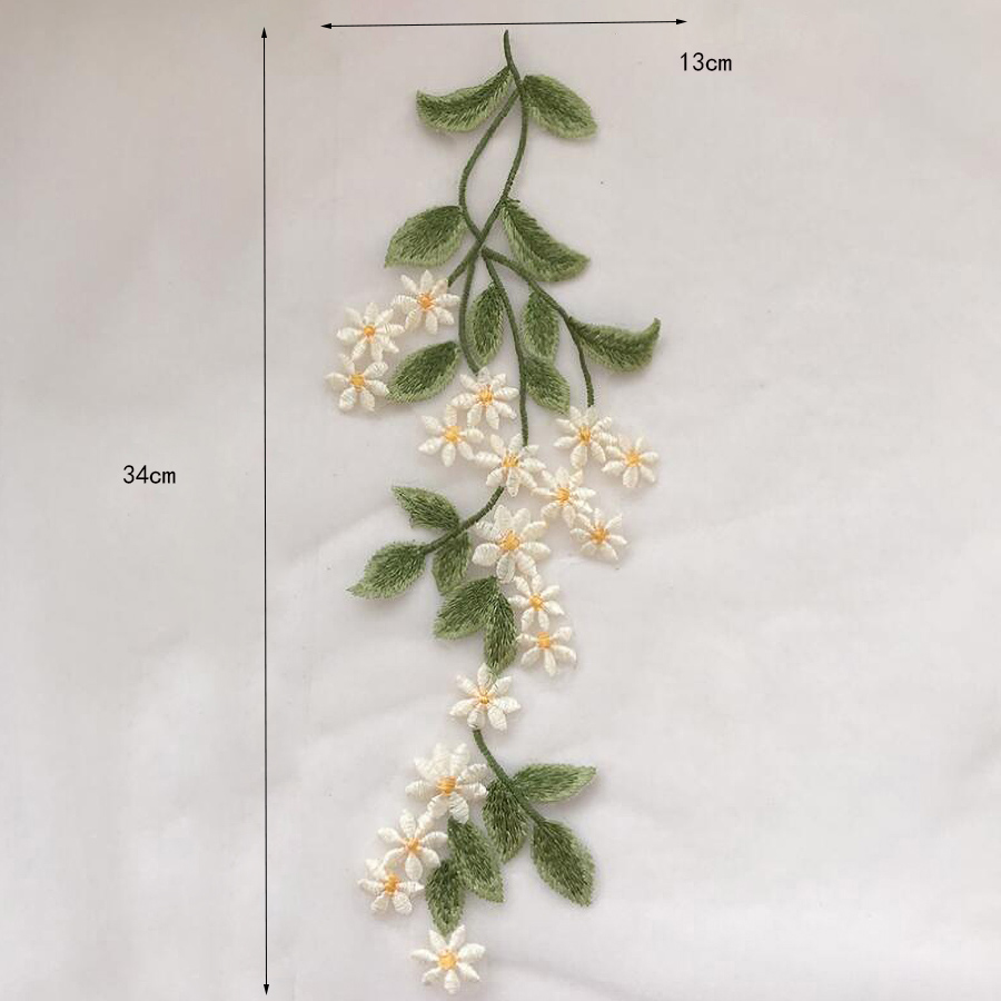 1Pairs Green Leaf Daisy Flower - Embroidery Daisy Flower 评论和价格