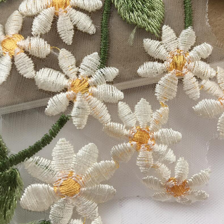 1Pairs Green Leaf Daisy Flower - Embroidery Daisy Flower 评论和价格