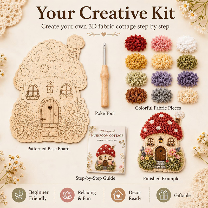 3D Mushroom House Poke Art DIY - Embroidery Tools 评论和价格