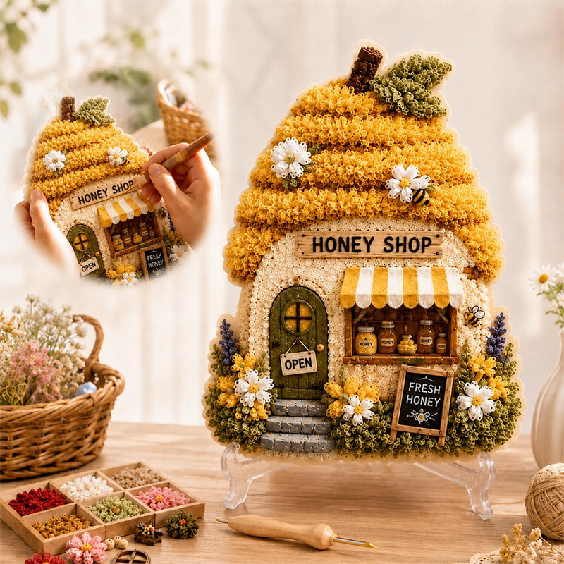 3D Mushroom House Poke Art DIY - Embroidery Tools 评论和价格