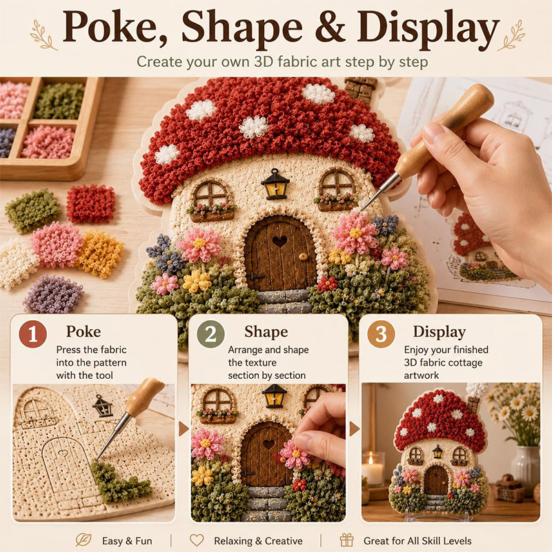 3D Mushroom House Poke Art DIY - Embroidery Tools 评论和价格