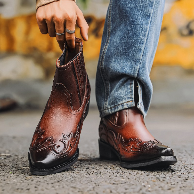 Mens Western Cowboy Boots Hand - Embroidery Designer 评论和价格