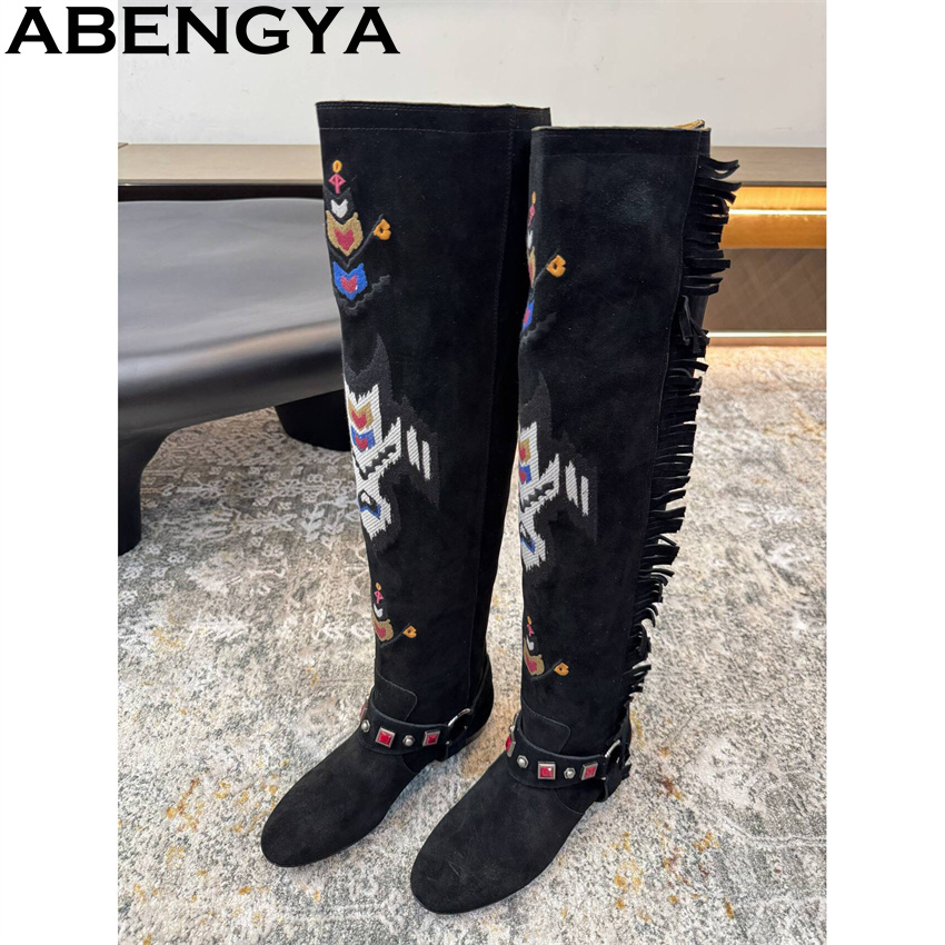 ABENGYA 2026 Winter New Knee H - Embroidery Print 评论和价格