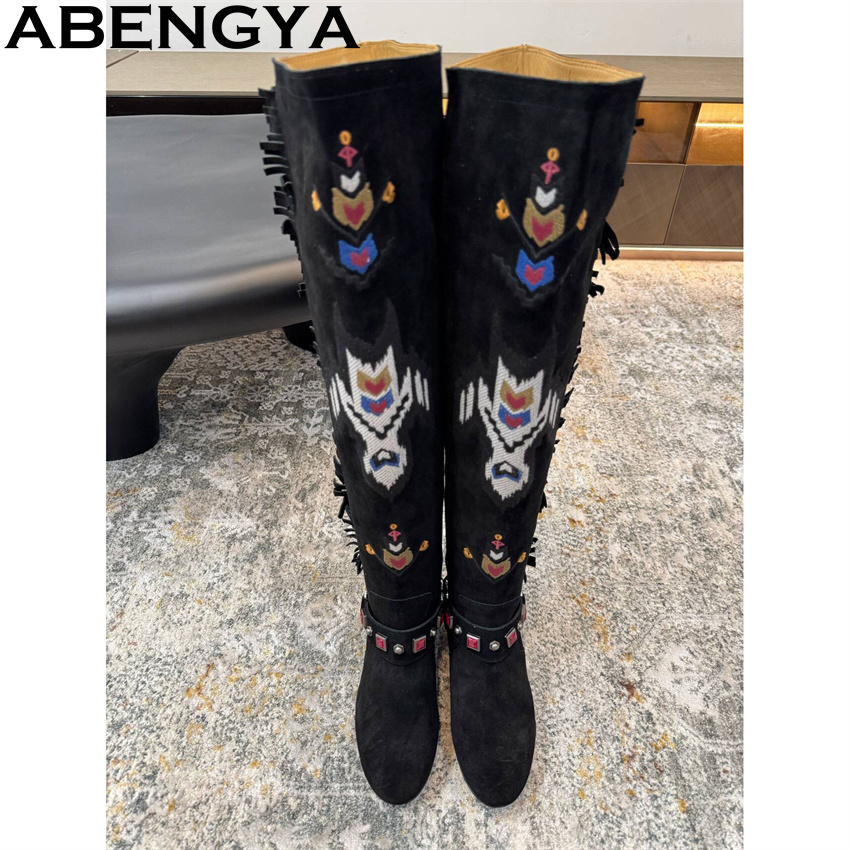 ABENGYA 2026 Winter New Knee H - Embroidery Print 评论和价格