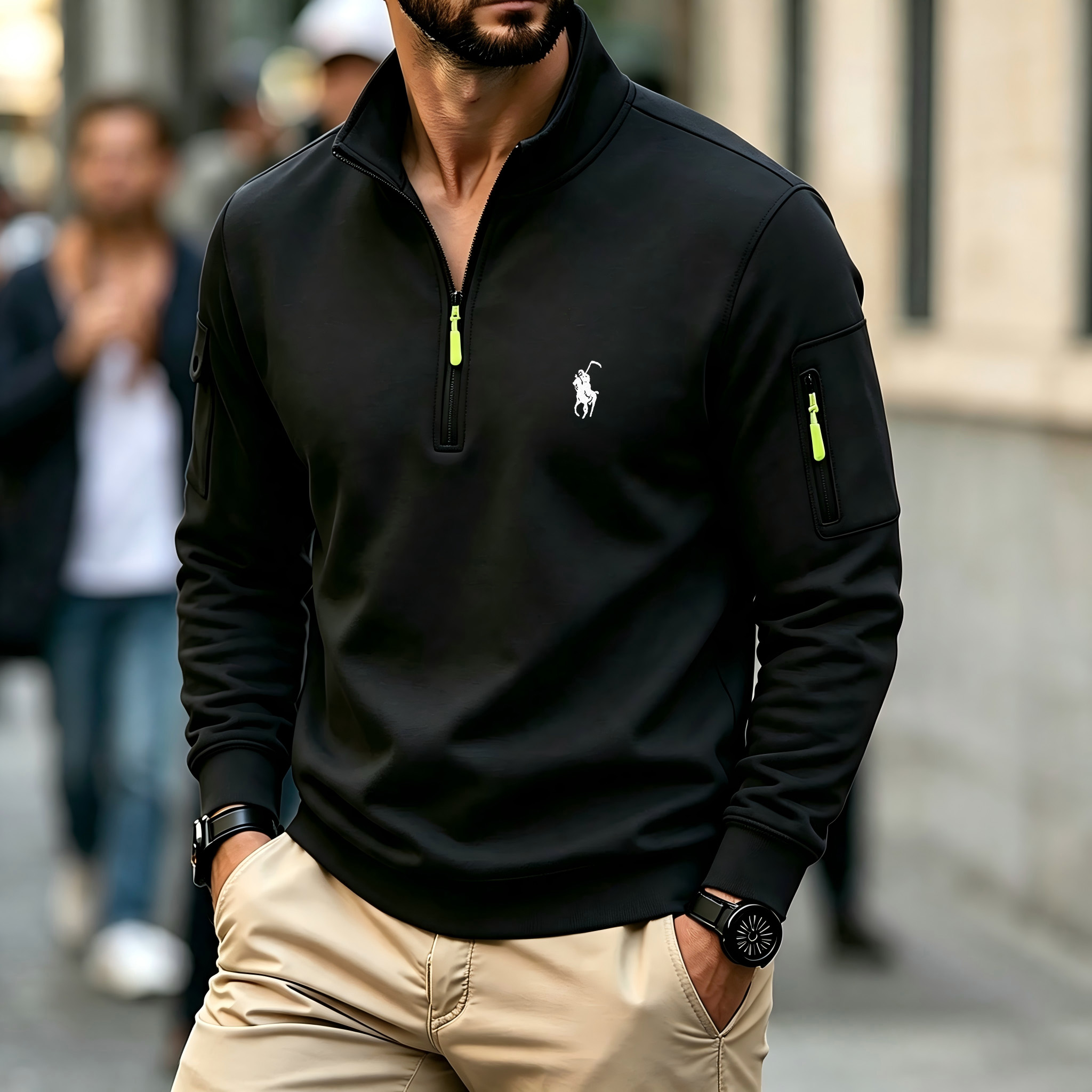 Men's Contrasting Half-Zip Sta - Embroidery Designer 评论和价格