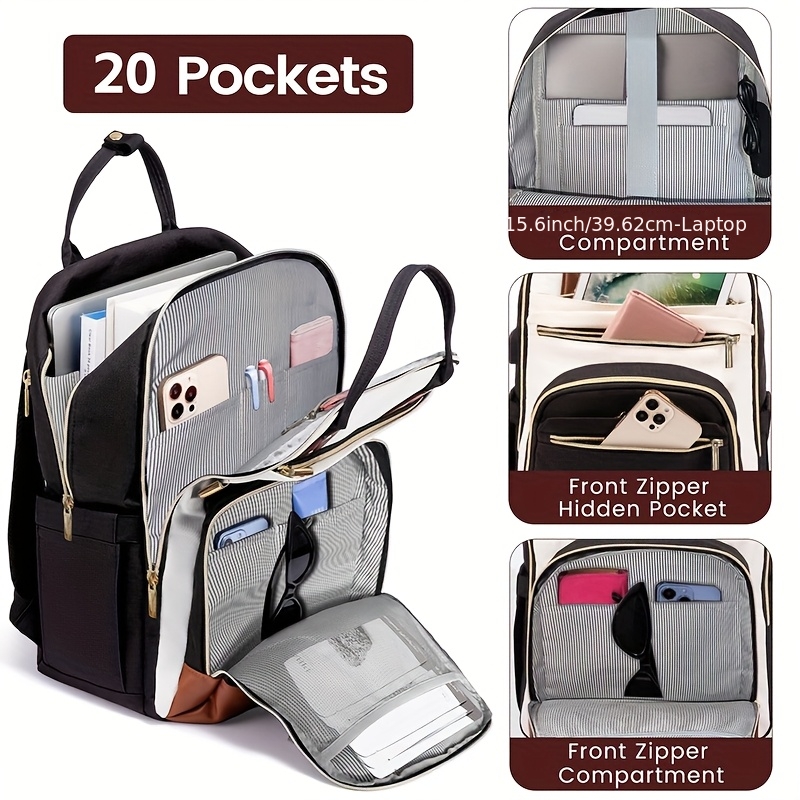 Women Two Tone Laptop Backpack - Embroidery Computer 评论和价格