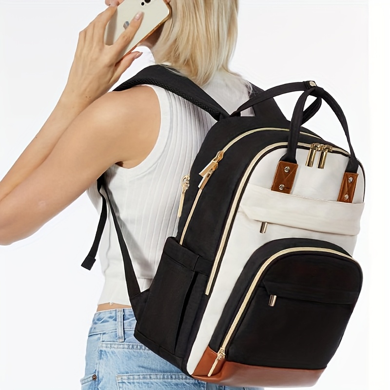 Women Two Tone Laptop Backpack - Embroidery Computer 评论和价格