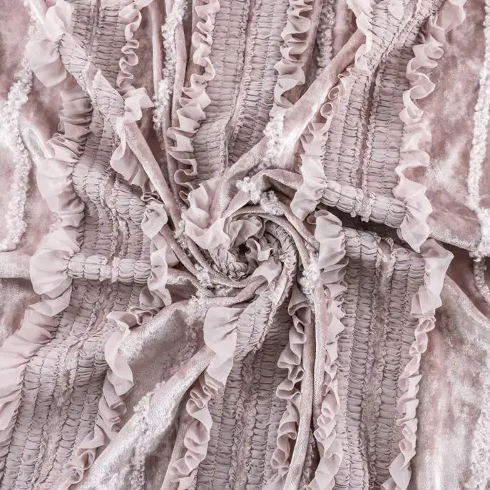 New velvet stretch fabric with - Embroidery Design 3D 评论和价格