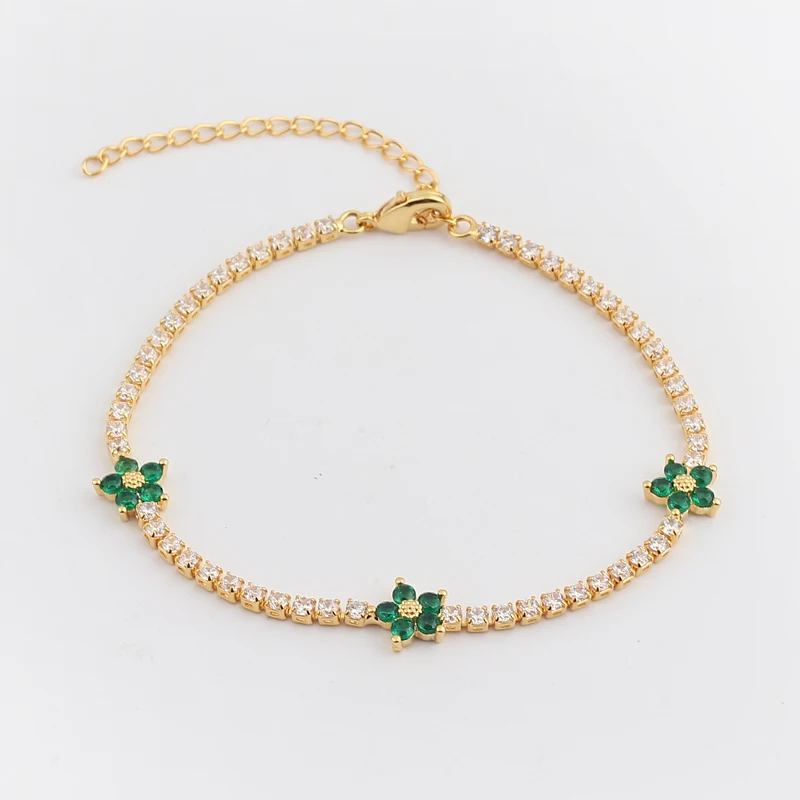 Luxury Rainbow CZ Flower Tenni - Embroidery Daisy Flower 评论和价格