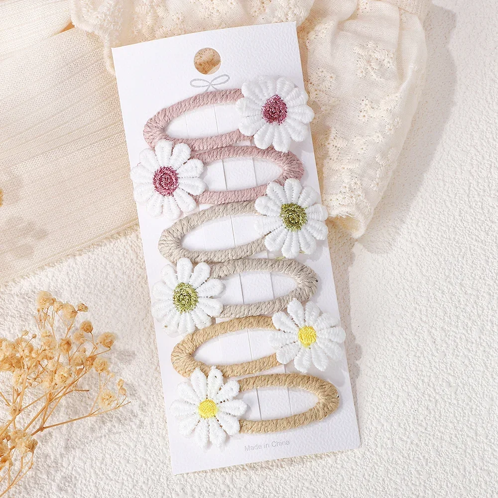 6PCS Cute Daisy Flower Hair Cl - Embroidery Daisy Flower 评论和价格