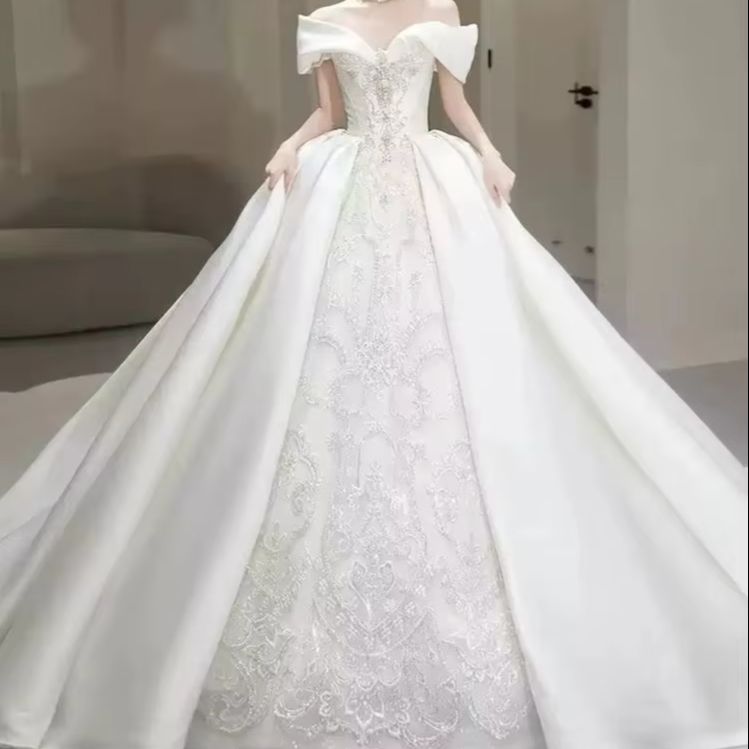Chic Wedding Dresses Off Shoul - Embroidery Skirt 评论和价格