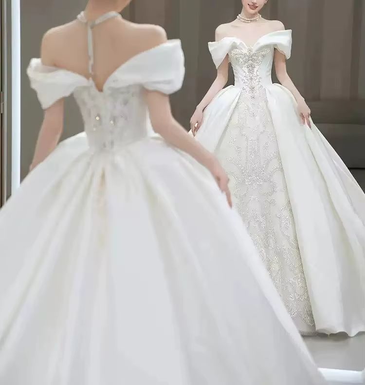 Chic Wedding Dresses Off Shoul - Embroidery Skirt 评论和价格